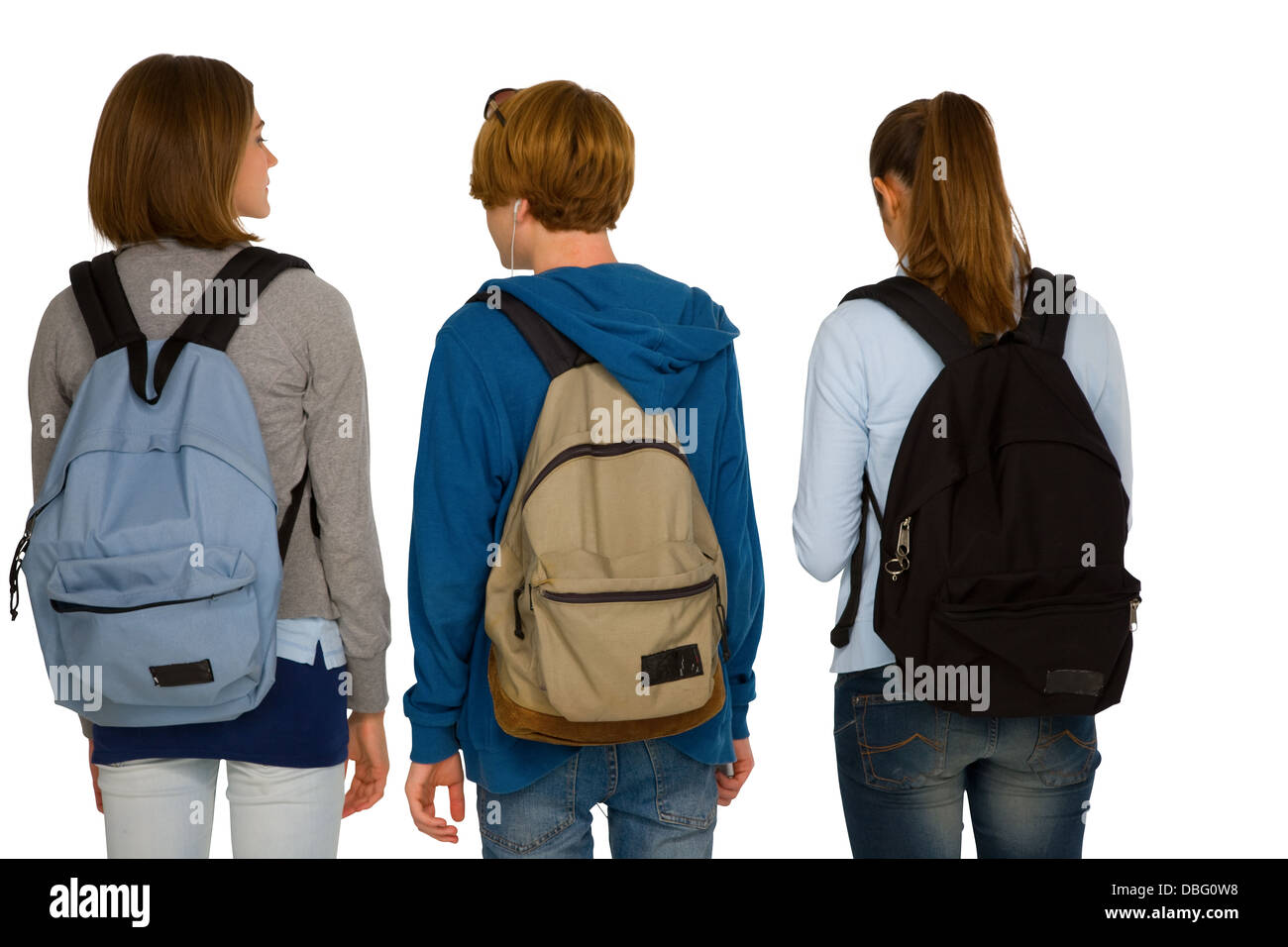 Étudiants adolescents avec sac à dos Banque D'Images