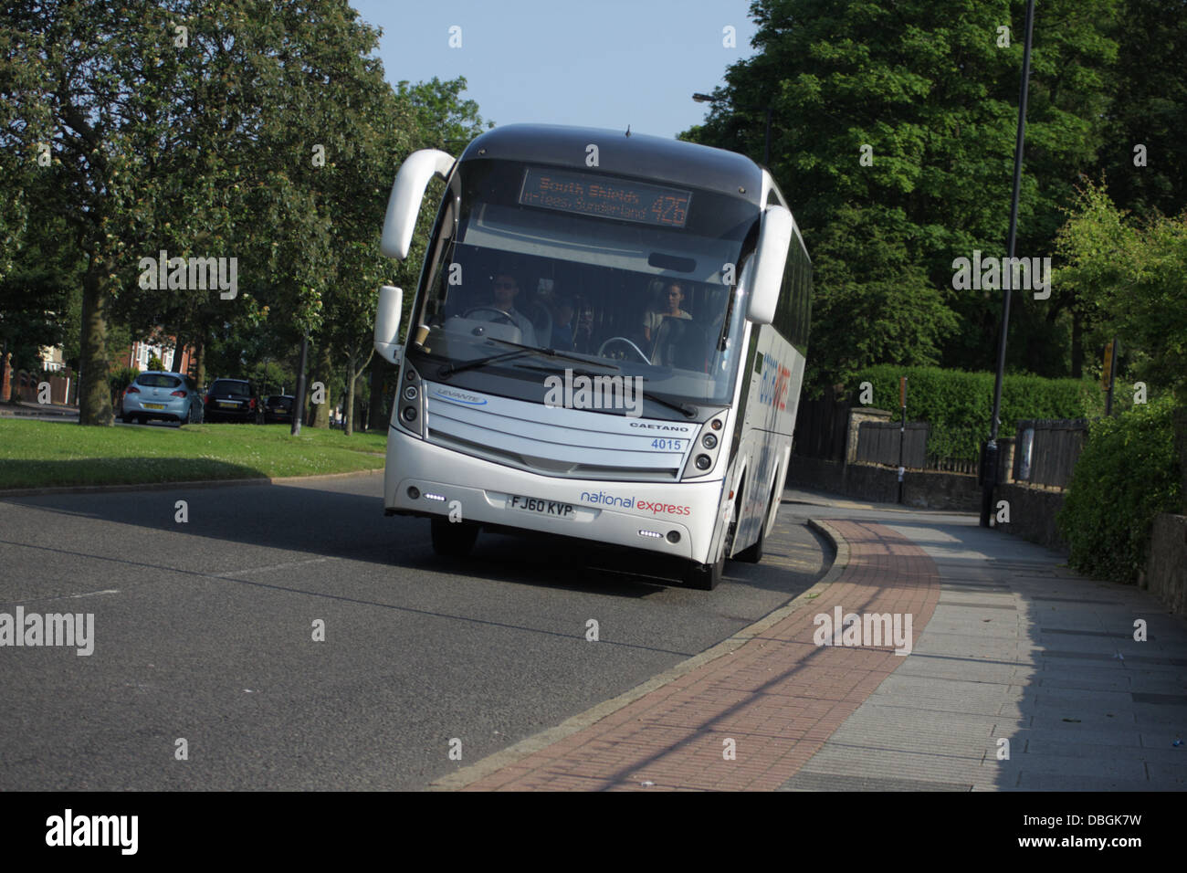 National Express Coach, prochain arrêt South Shields, passant par Sunderland. Banque D'Images
