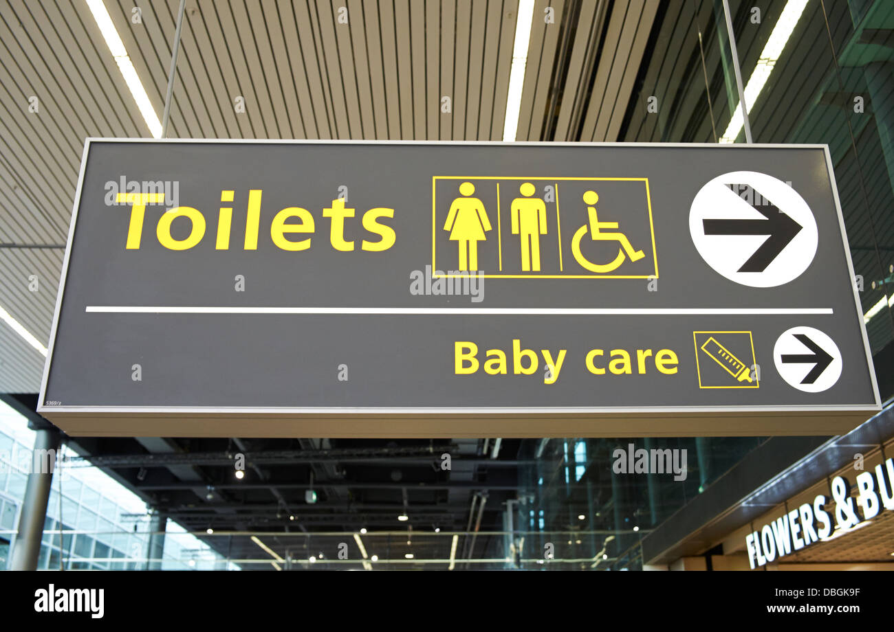 Signe des toilettes de l'aéroport Banque D'Images