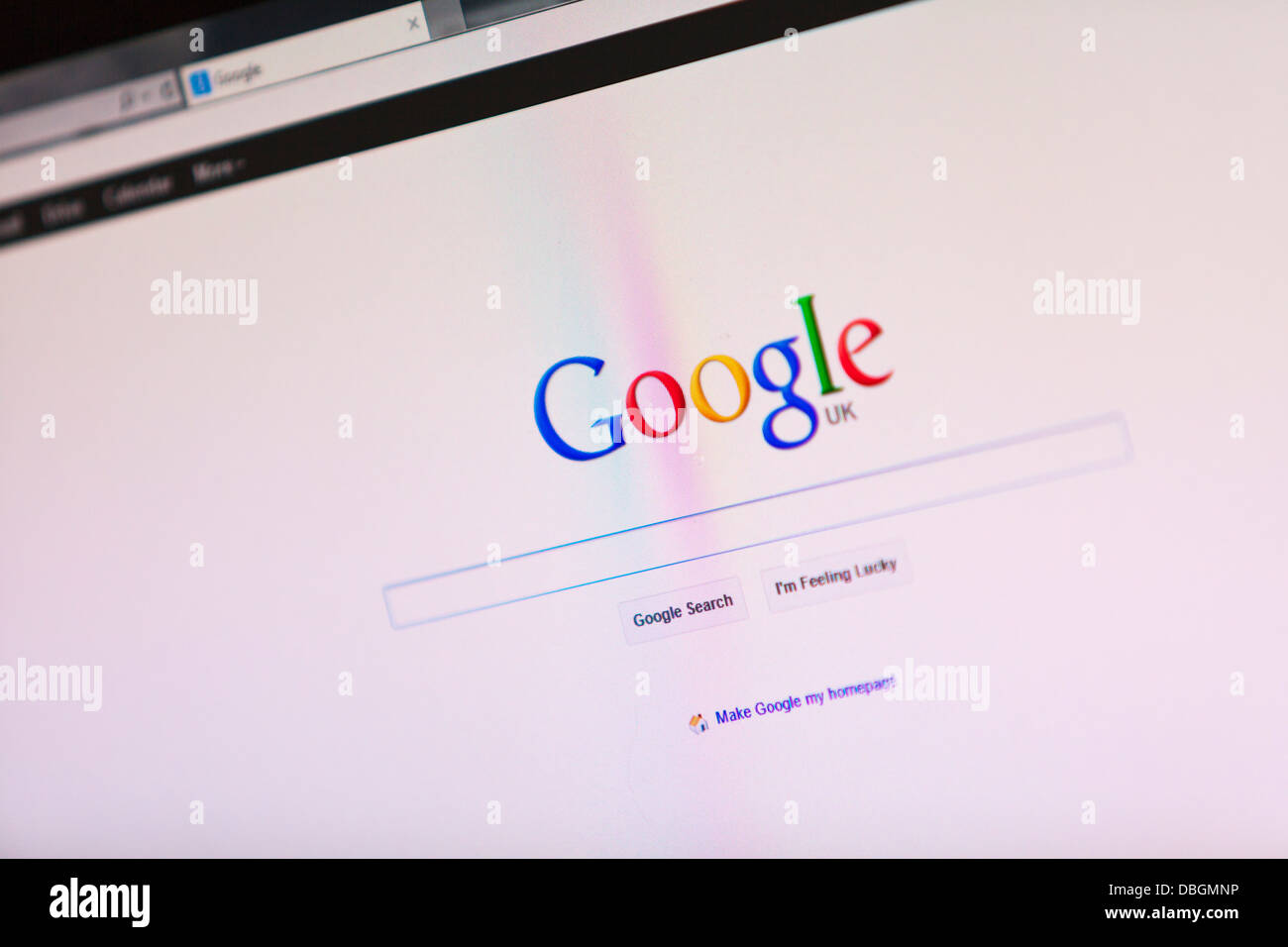 Photo Illustration du logo Google moteur de recherche et de service en ligne dans le Royaume-Uni l'Angleterre Banque D'Images