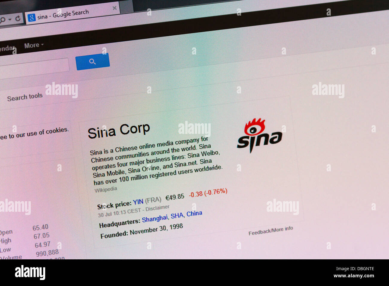 Photo Illustration de la Sina est une entreprise de médias en ligne chinois pour les communautés chinoises du monde entier Banque D'Images