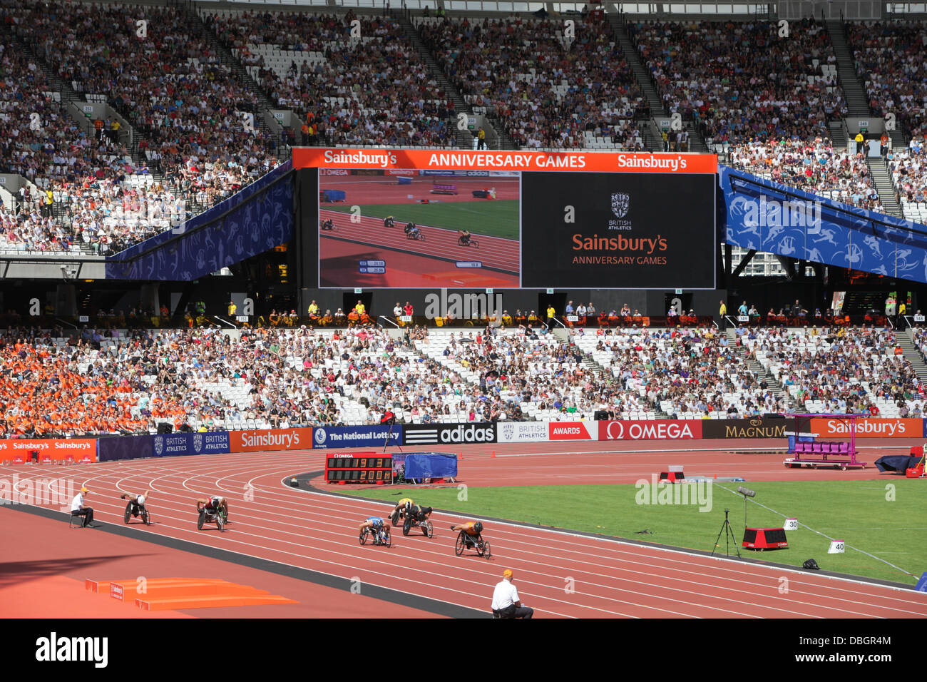 Stade olympique LONDRES STARTFORD PENDANT LE SAINSBURY JEUX ANNIVERSAIRE Banque D'Images