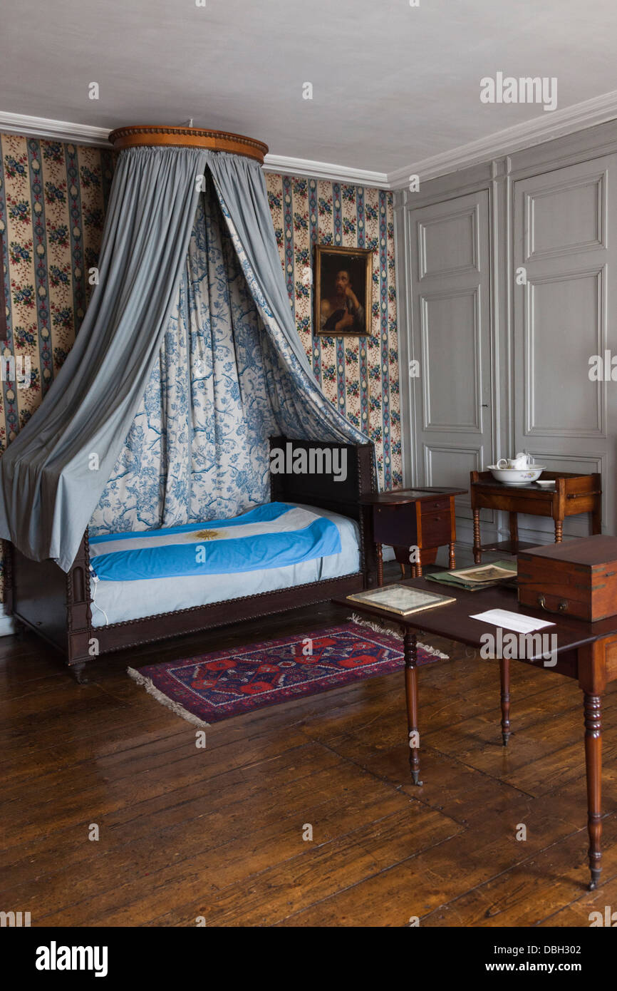 La France, Pas de Calais, Boulogne sur Mer, Musée du Libertador San Martin, ancienne maison de général argentin San Martin. Chambre à coucher. Banque D'Images