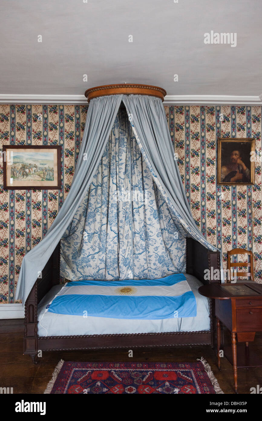 La France, Pas de Calais, Boulogne sur Mer, Musée du Libertador San Martin, ancienne maison de général argentin San Martin. Chambre à coucher. Banque D'Images