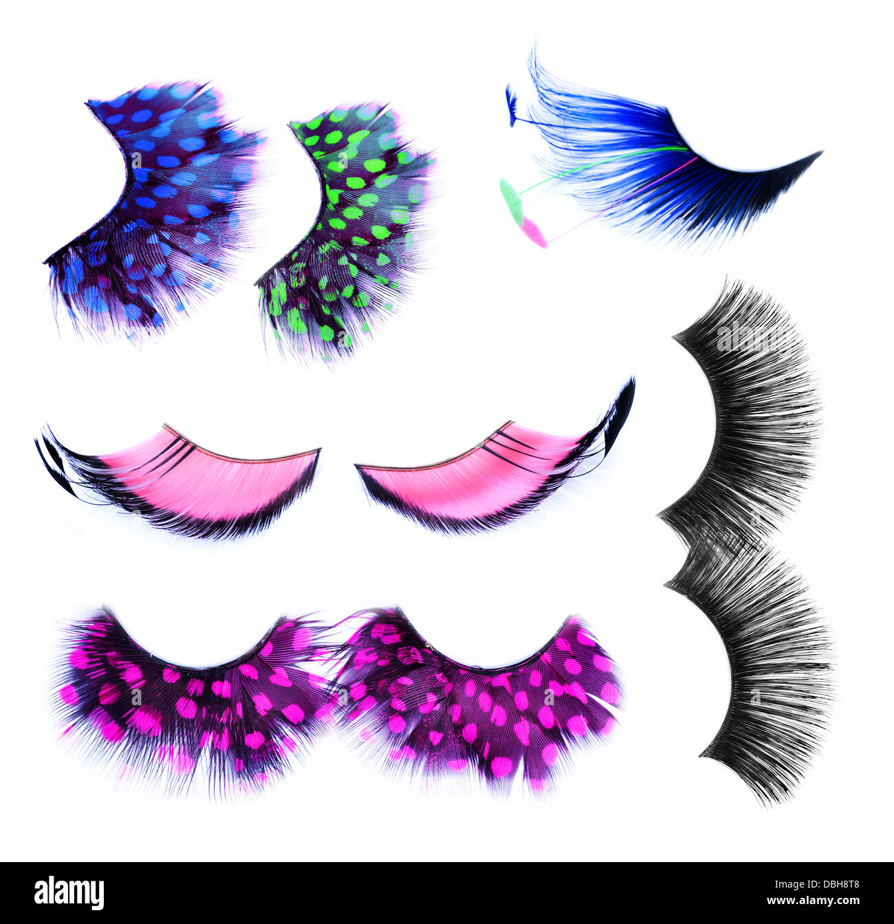 Faux cils sur blanc. Concept de maquillage Banque D'Images