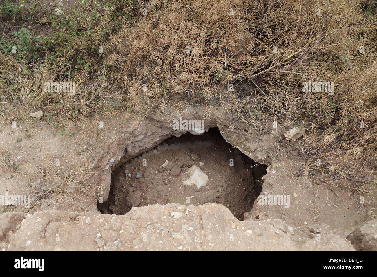 La fin de l'Mezraa chalcolithique höyük, Mezra, près de Birecik, au Sud Est de la Turquie Banque D'Images
