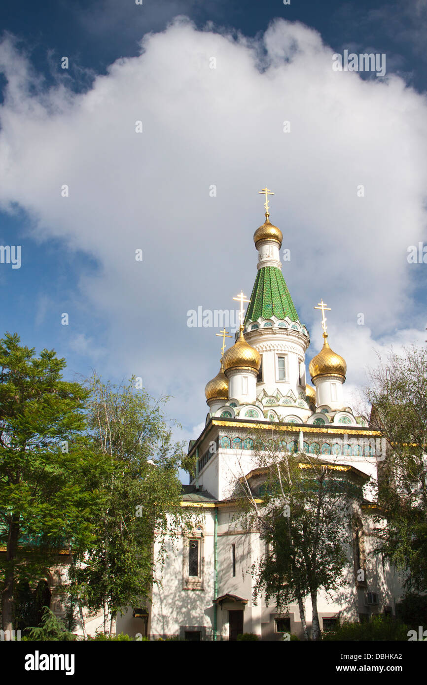 Eglise russe, également connu sous le nom de 'l'église de St Nicolas l'Miracle-Maker', une église orthodoxe russe dans le centre de Sofia. Banque D'Images