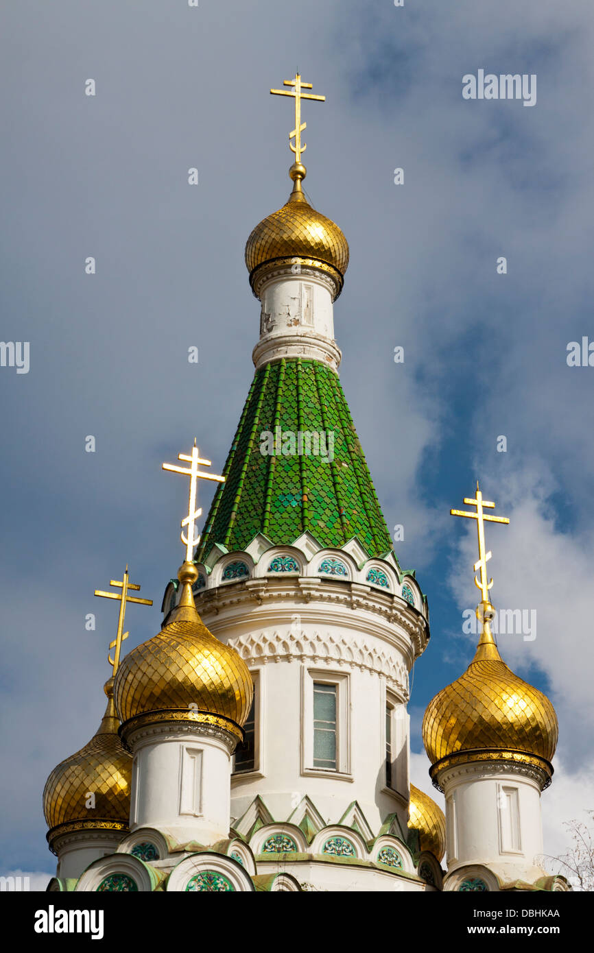 L'Église russe, officiellement 'Église de St Nicolas l'Miracle-Maker', une église orthodoxe russe dans le centre de Sofia. Banque D'Images