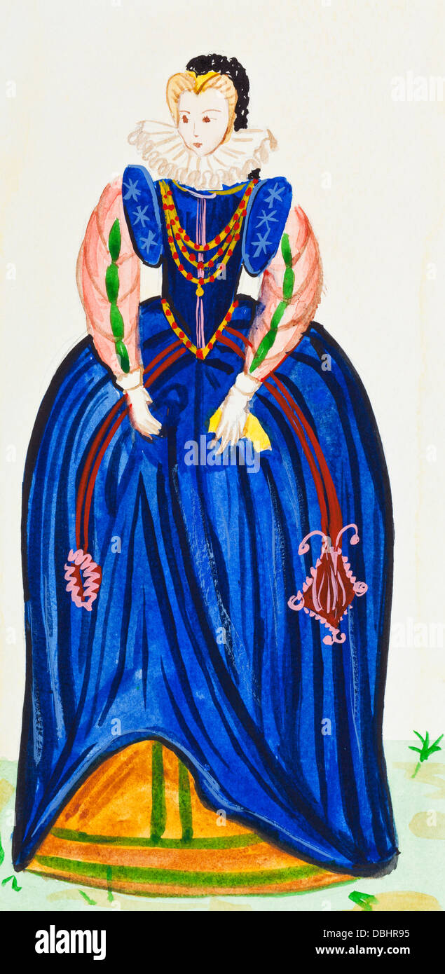 Costumes historiques - costume distinction royale la fin du 16e siècle en France Banque D'Images