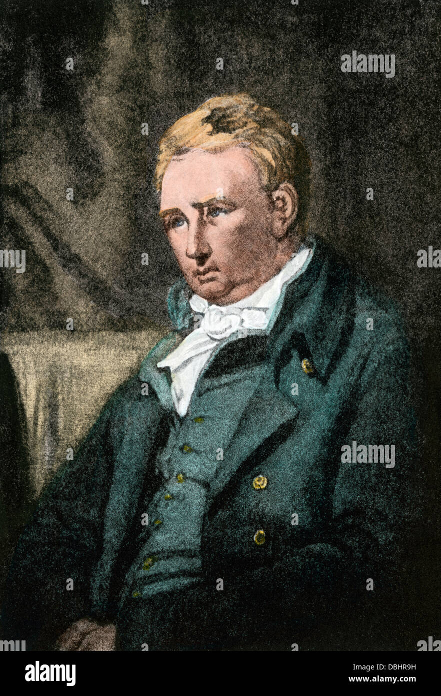 Auteur anglais William Cobbett, alias Peter Porc-épic. Demi-teinte à la main, reproduction d'une illustration Banque D'Images