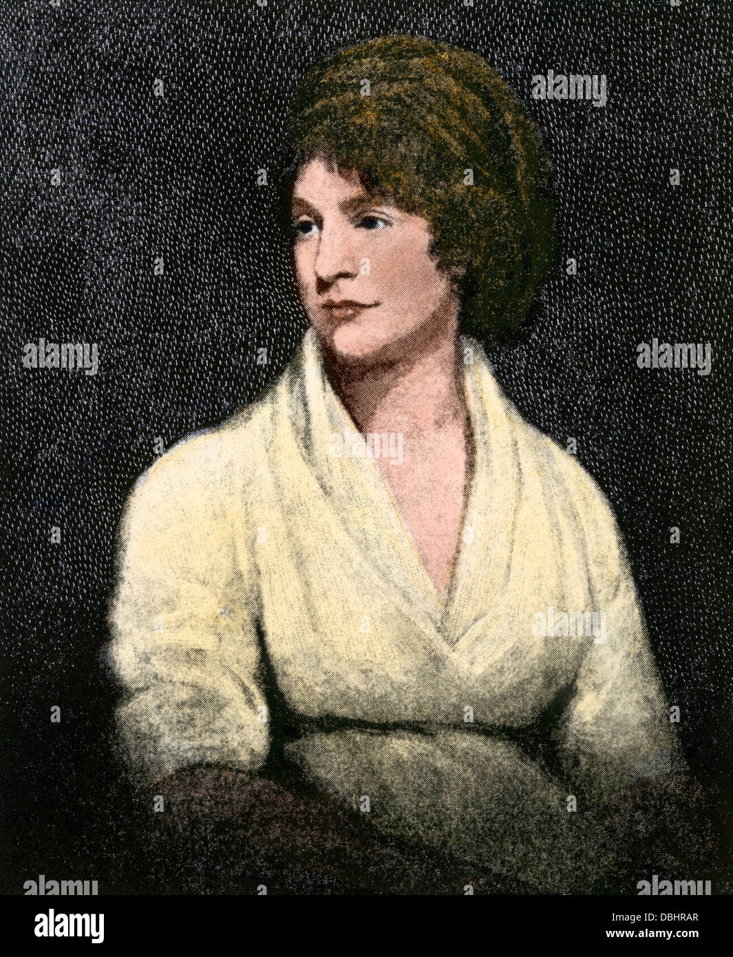 Mary Wollstonecraft Shelley, auteur de Frankenstein. À la main, reproduction de demi-teinte d'un portrait Banque D'Images