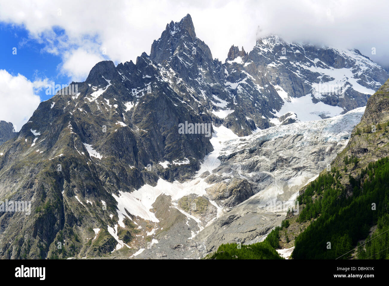 Le Mont Blanc ou le Mont Blanc du côté italien du tunnel en été Banque D'Images