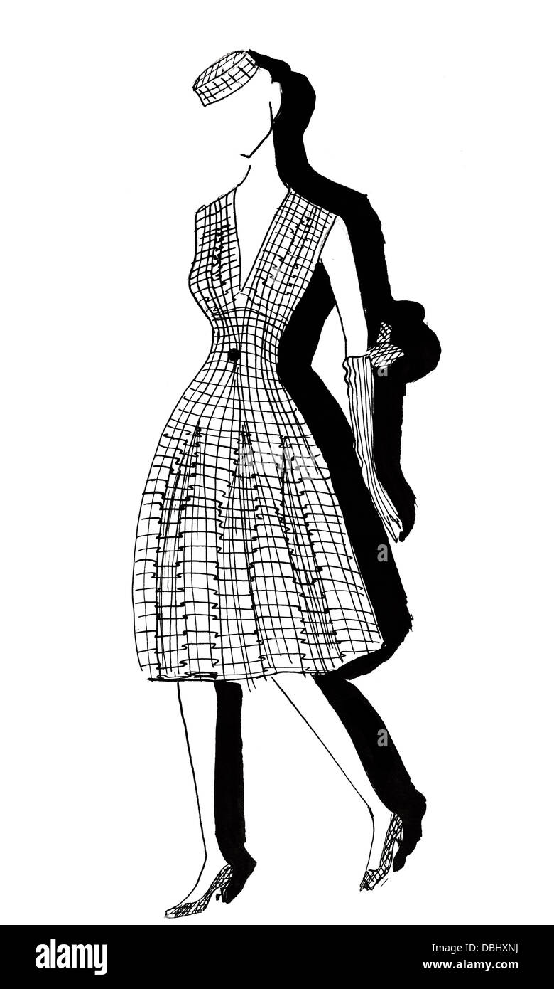 La mode du 20ème siècle - femme robe et chapeau de tweed en 50e années  Photo Stock - Alamy