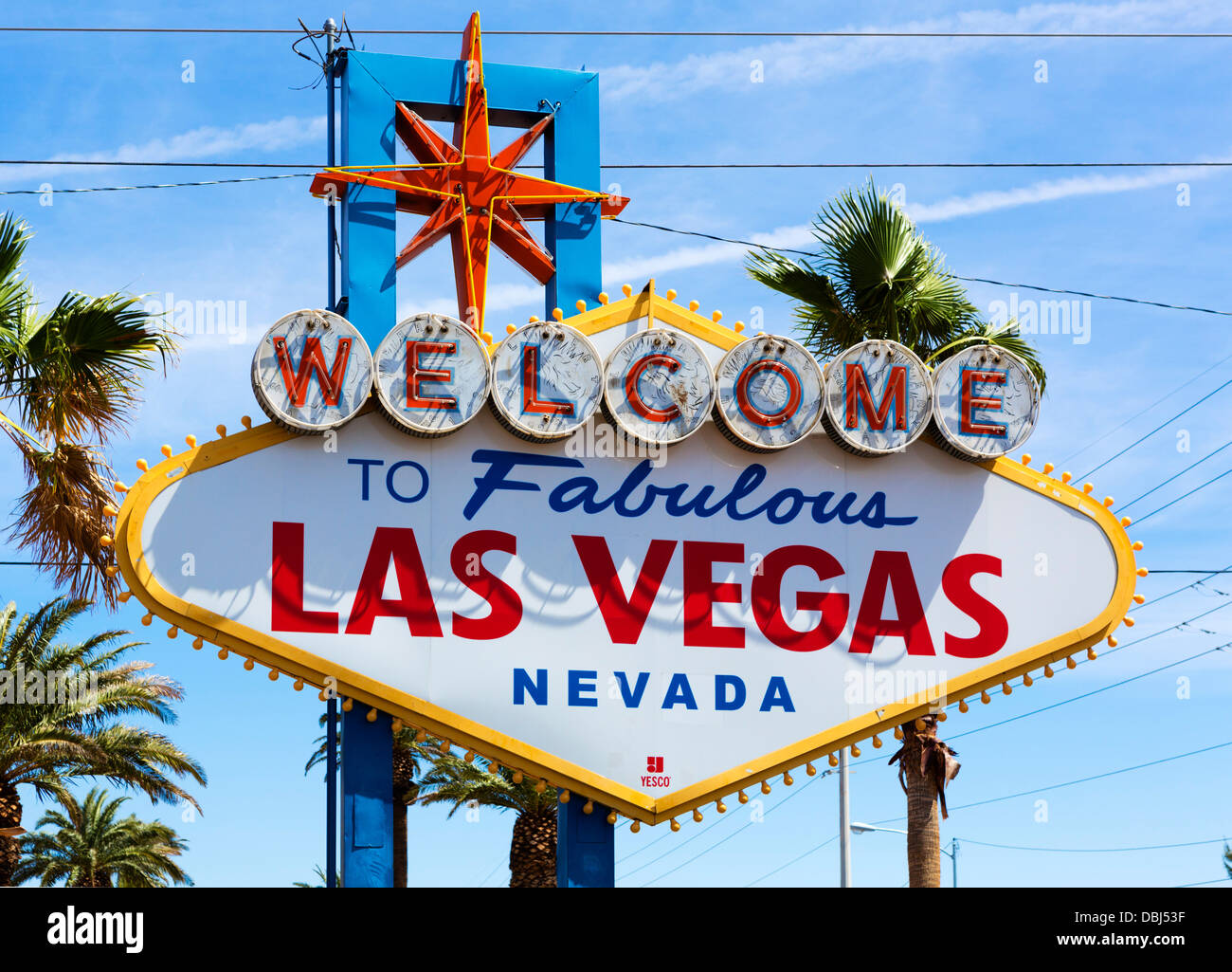 Le panneau Welcome to Fabulous Las Vegas sur S Las Vegas Boulevard (le Strip), Las Vegas, Nevada, USA Banque D'Images