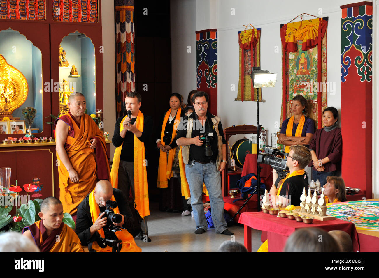 Avalokiteshvara mandala de sable dans Tibet-Hanover 2012. Banque D'Images