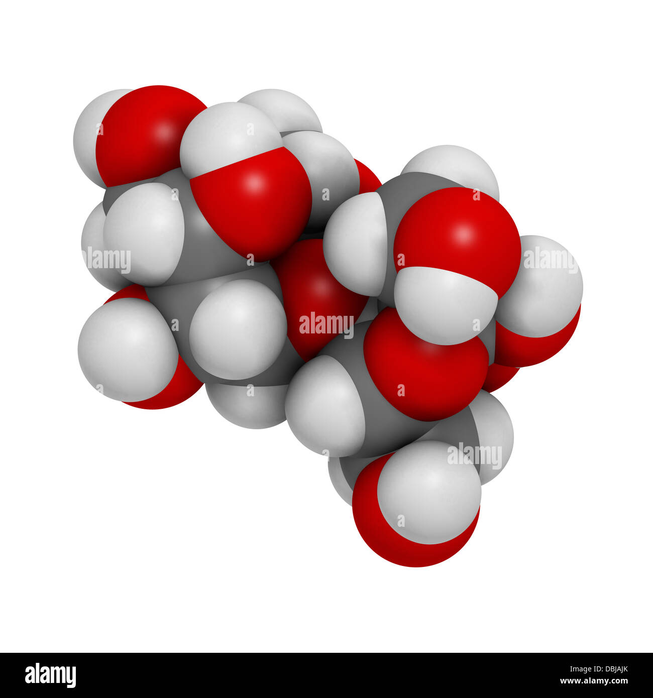 Le lactulose constipation chronique Médicament (laxatif), la structure chimique. Les atomes sont représentés comme des sphères de couleur classiques. Banque D'Images