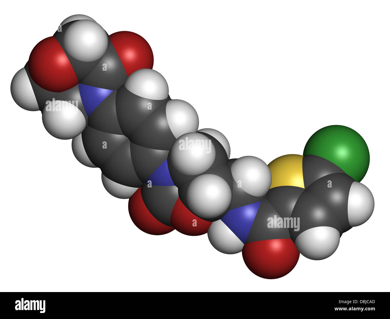 Le Rivaroxaban anticoagulant (inhibiteur du facteur Xa direct), la structure chimique. Banque D'Images