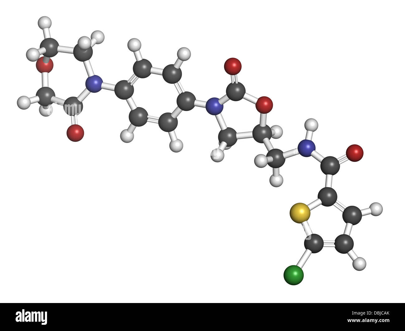 Le Rivaroxaban anticoagulant (inhibiteur du facteur Xa direct), la structure chimique. Banque D'Images