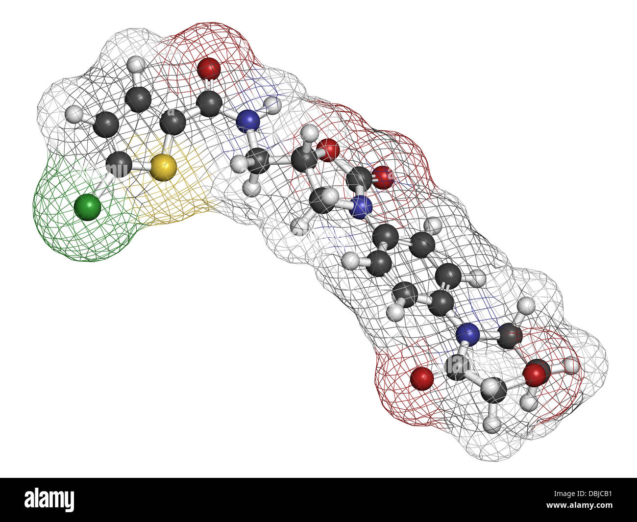 Le Rivaroxaban anticoagulant (inhibiteur du facteur Xa direct), la structure chimique. Banque D'Images