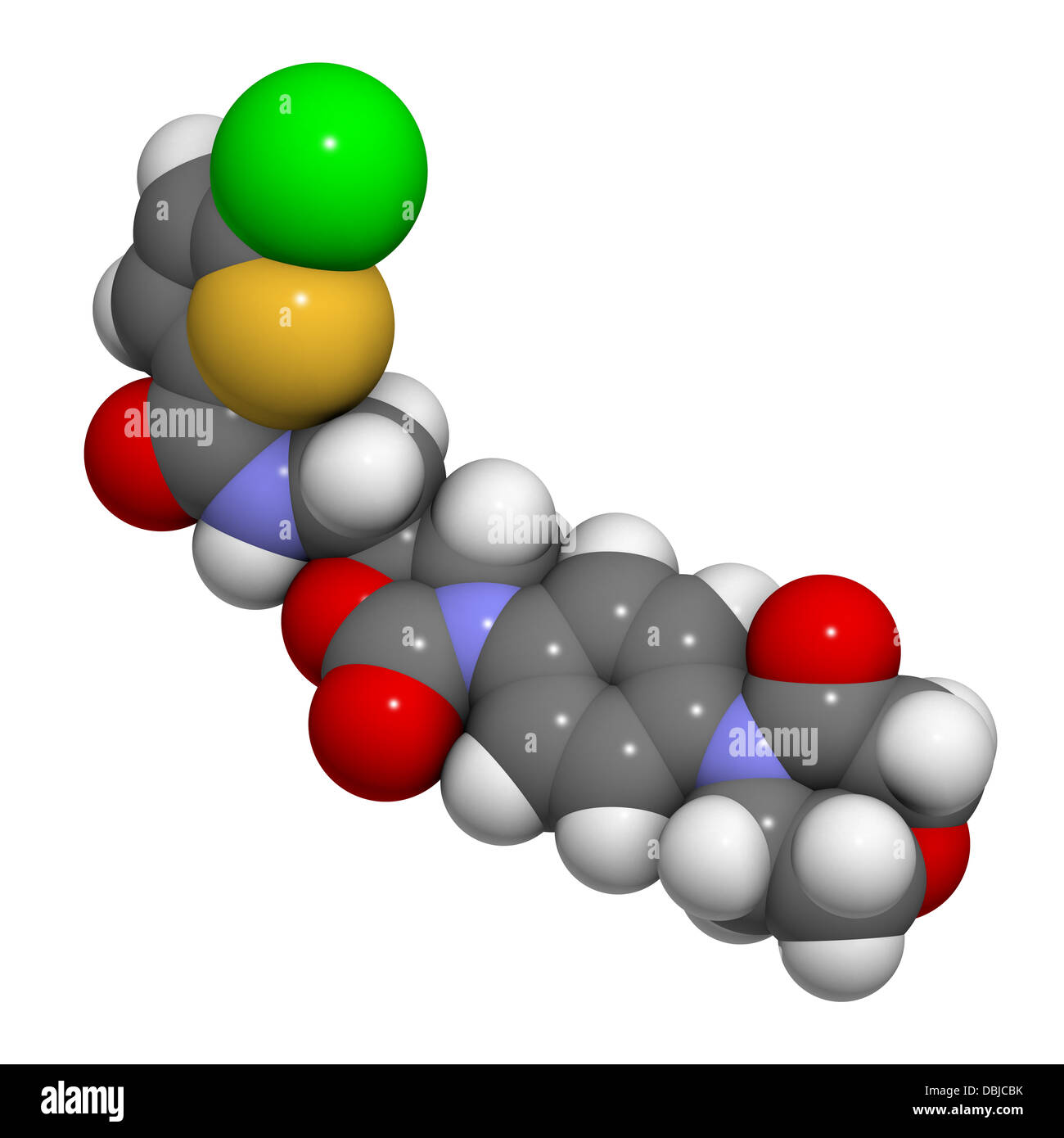 Le Rivaroxaban anticoagulant (inhibiteur du facteur Xa direct), la structure chimique. Banque D'Images