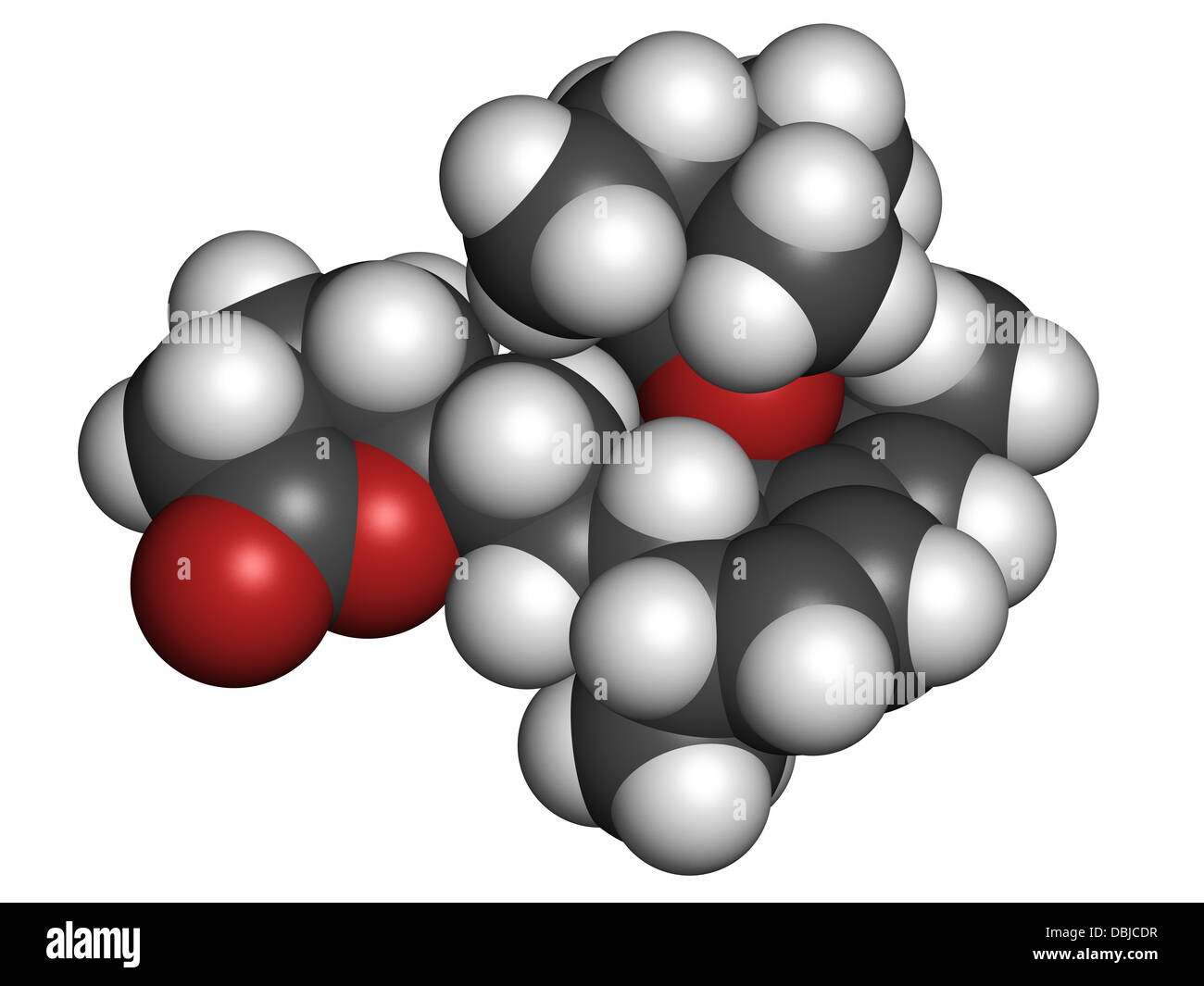 Simvastatin statine statine (classe), la structure chimique. Les atomes sont représentés comme des sphères. Banque D'Images