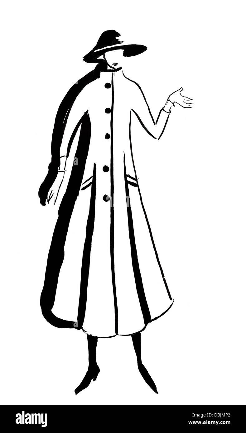 De la mode du 20e siècle - Gris Flanelle manteau en 50e années Banque D'Images