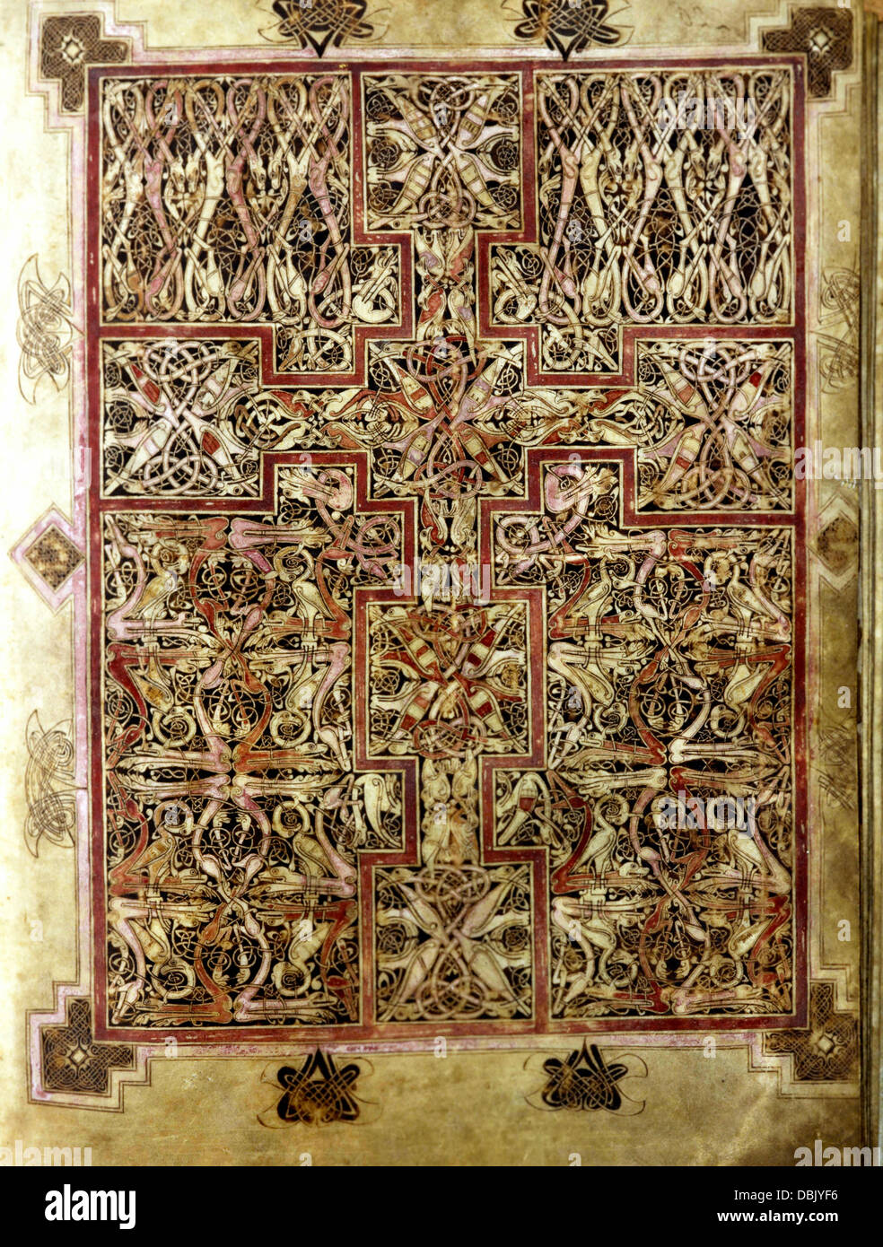 Lichfield évangiles ou St Tchad évangiles, tapis page, 8e siècle manuscrit anglo-saxon Banque D'Images