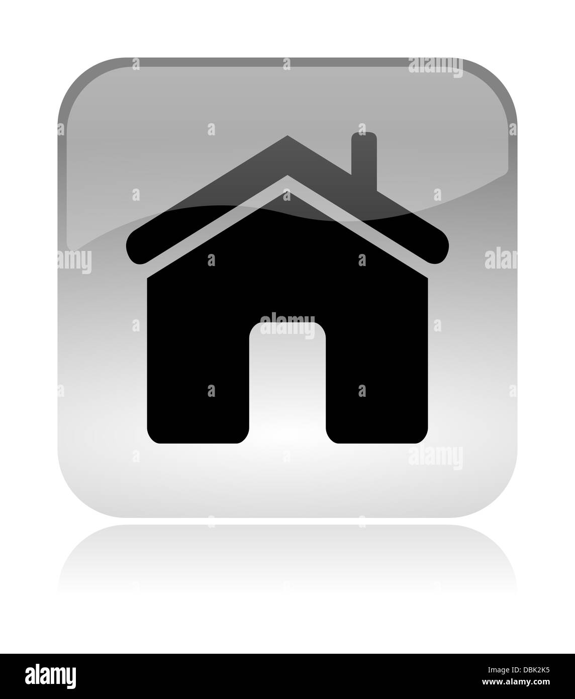 Accueil blanc, transparent et brillant sur l'icône de l'interface web avec réflexion Banque D'Images