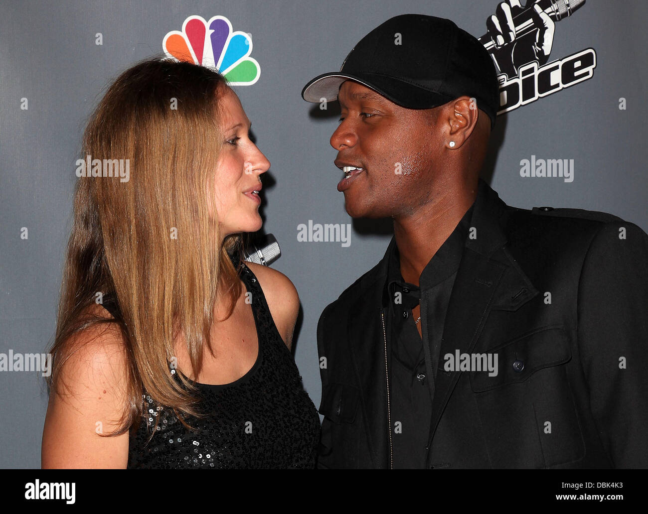 Javier Colon et femme 'La voix' Finale Live at Avalon - Fête de fin d'Hollywood, Californie - Arrivées 29.06.11 Banque D'Images