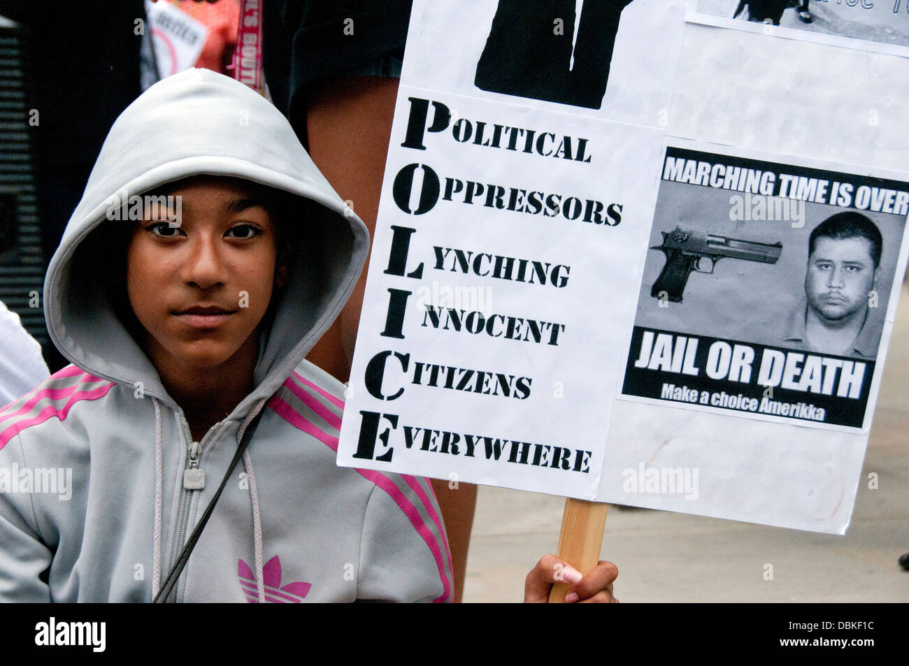 Londres Mars et rassemblement contre le racisme et l'injustice à l'échelle mondiale à la suite de l'acquittement de George Zimmerman shot & tué Trayvon Martin Banque D'Images