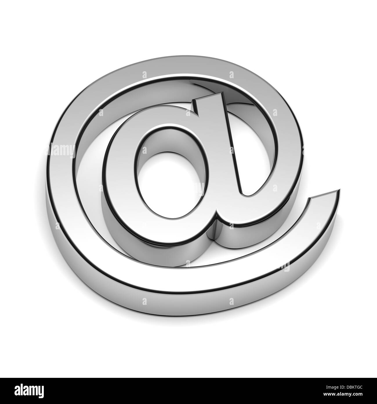 Chrome e-mail Sign isolé sur fond blanc avec ombre 3D illustration Banque D'Images