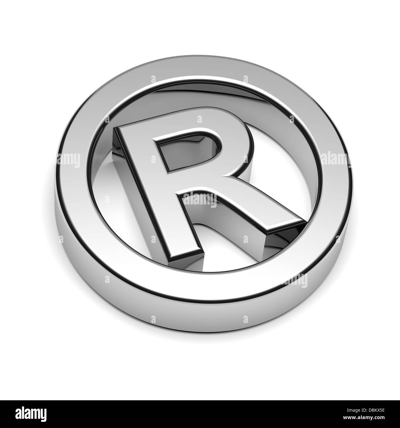 Chrome marque signe isolé sur fond blanc avec ombre 3D illustration Banque D'Images