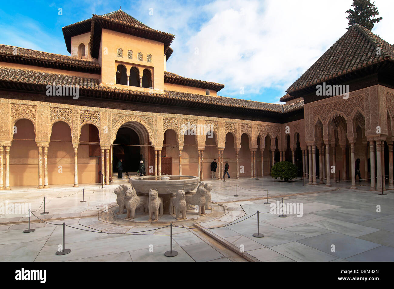 La Cour des Lions, l'Alhambra, Grenade, Andalousie, Espagne, Europe Banque D'Images