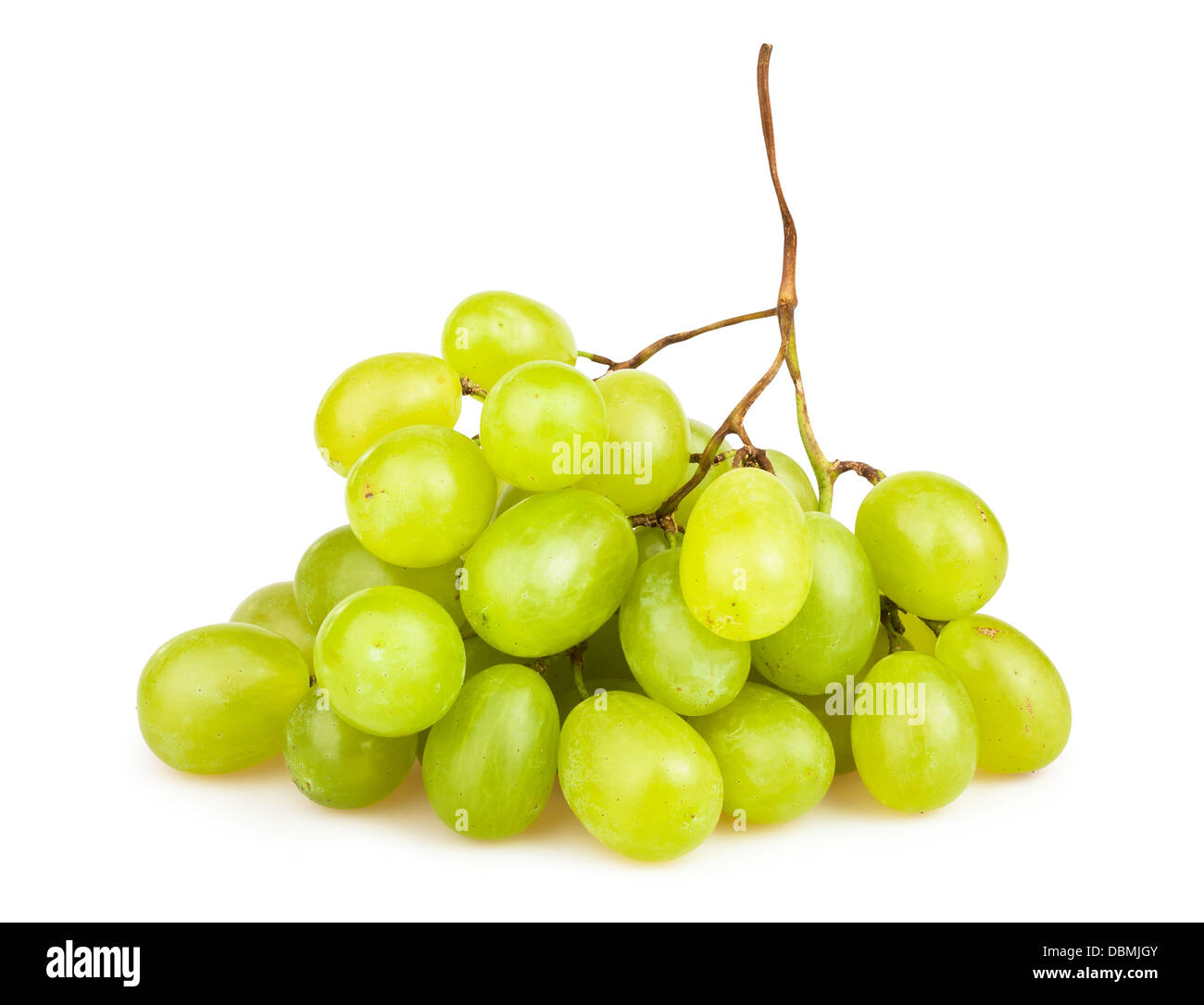 Raisins blancs sur fond blanc Banque D'Images