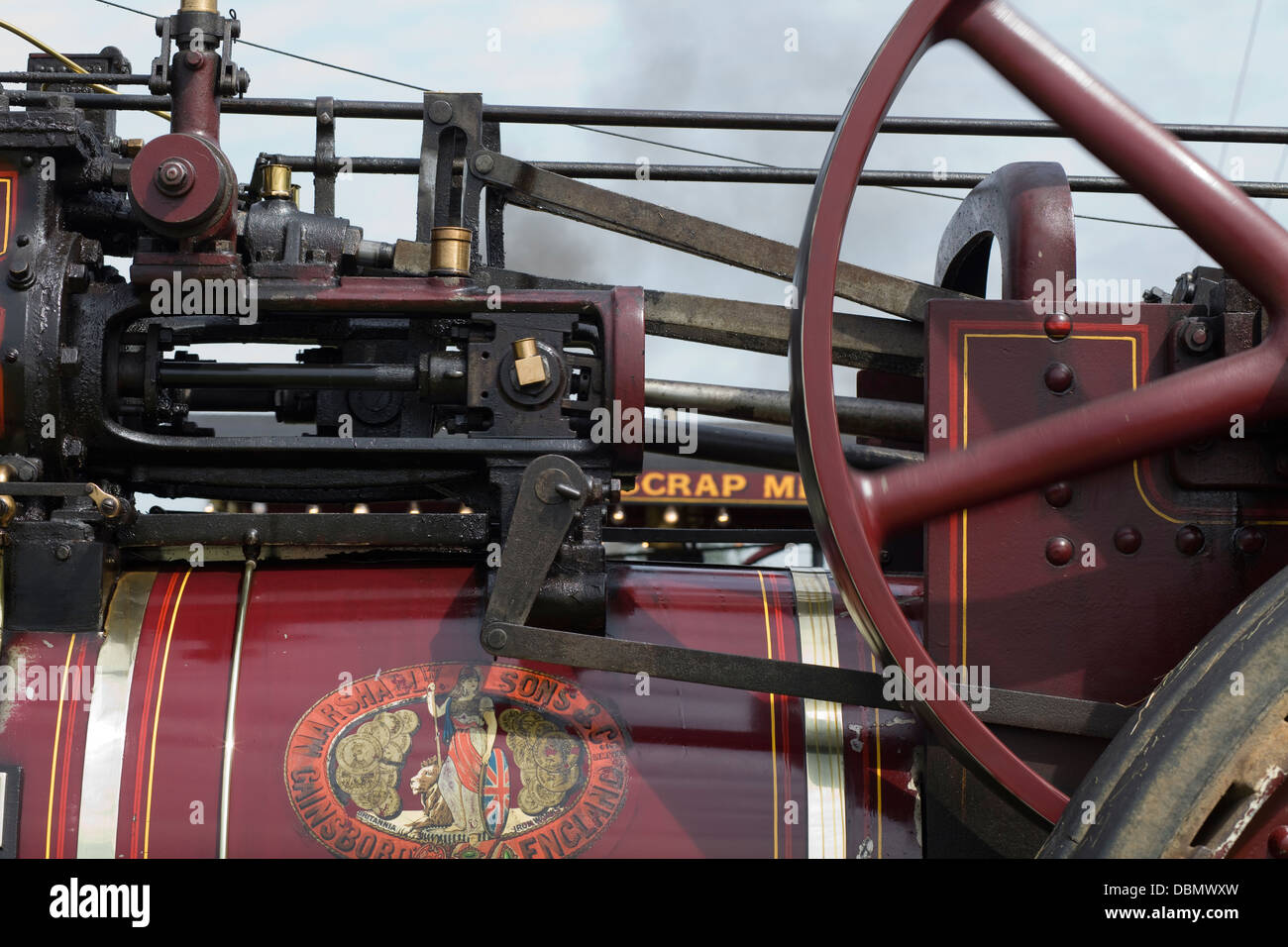 Vérin simple, simple expansion, avec moteur à vapeur haute pression Close Up Banque D'Images