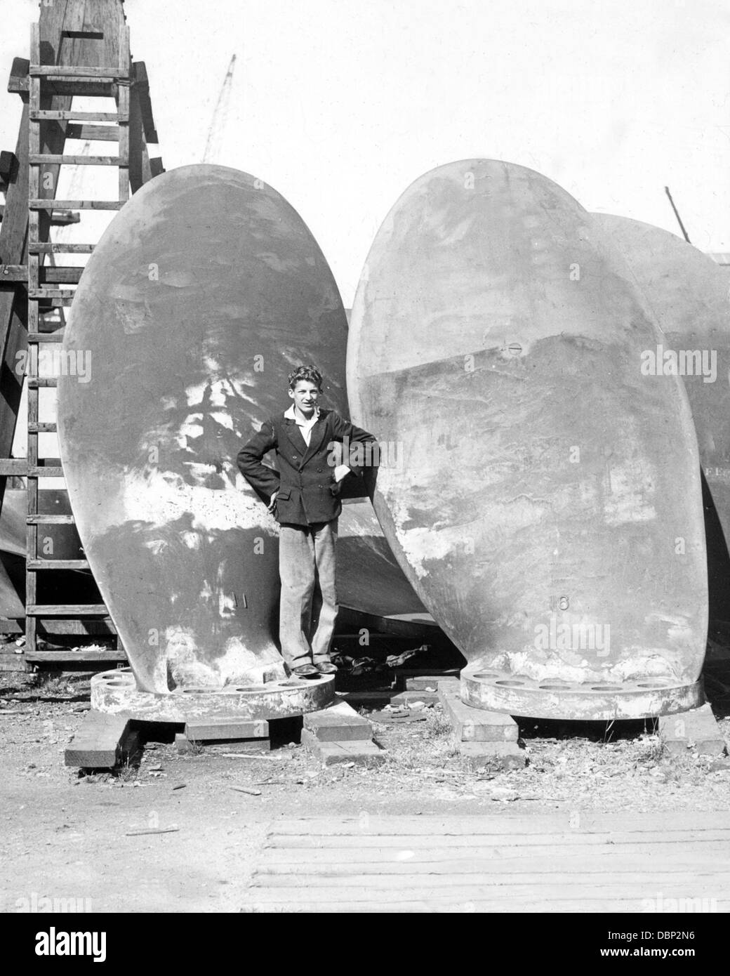 Les pales de l'hélice Olympique RMS Southampton probablement 1932 Banque D'Images