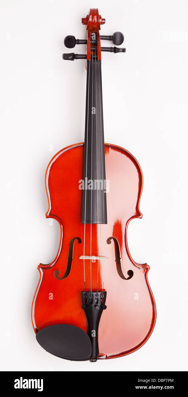 Nouveau violon sur fond blanc Banque D'Images