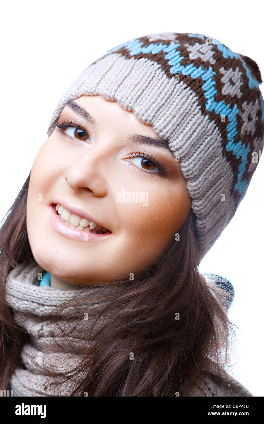 Smiling woman in hat Banque D'Images