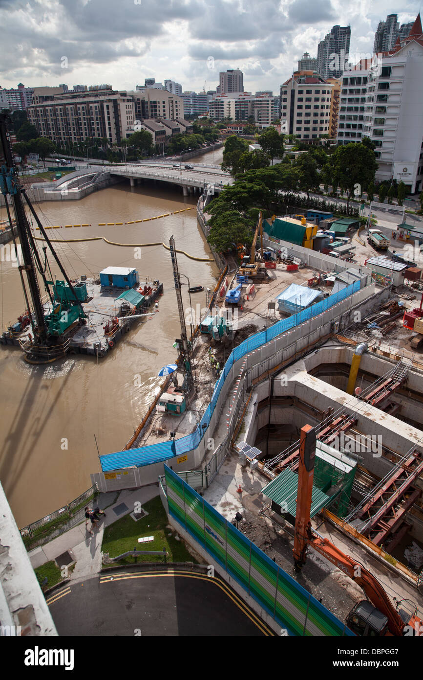 La CONSTRUCTION DU BÂTIMENT DE LA RUE SITE SINGAPOUR Banque D'Images