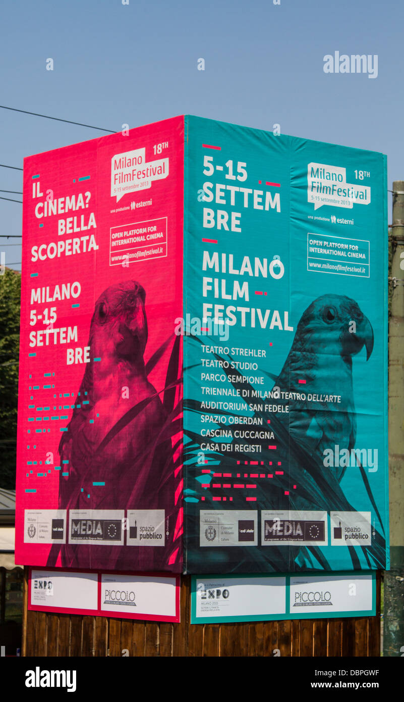 Une affiche publicitaire de la Milano Film Festival qui est sur de 5-15 septembre 2013 Banque D'Images