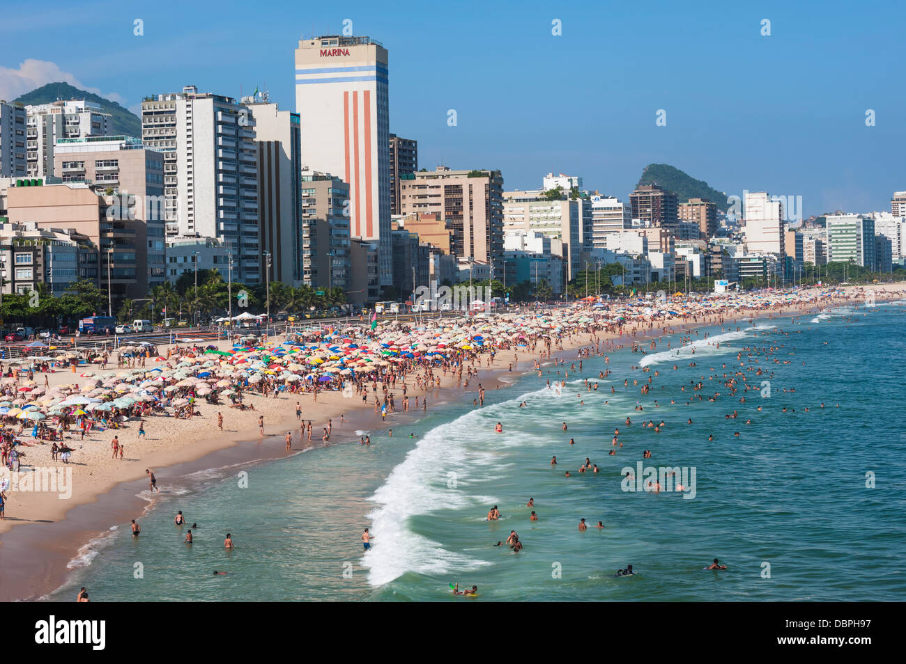 La plage de Leblon, Rio de Janeiro, Brésil, Amérique du Sud Banque D'Images