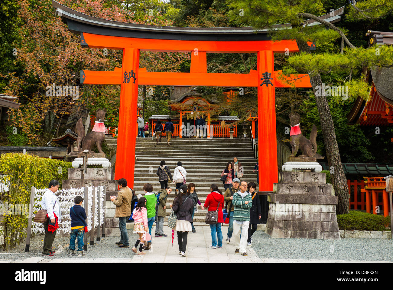 Les portes de rouge sans fin du Sanctuaire Fushimi Inari de Kyoto, Kyoto, Japon, Asie Banque D'Images