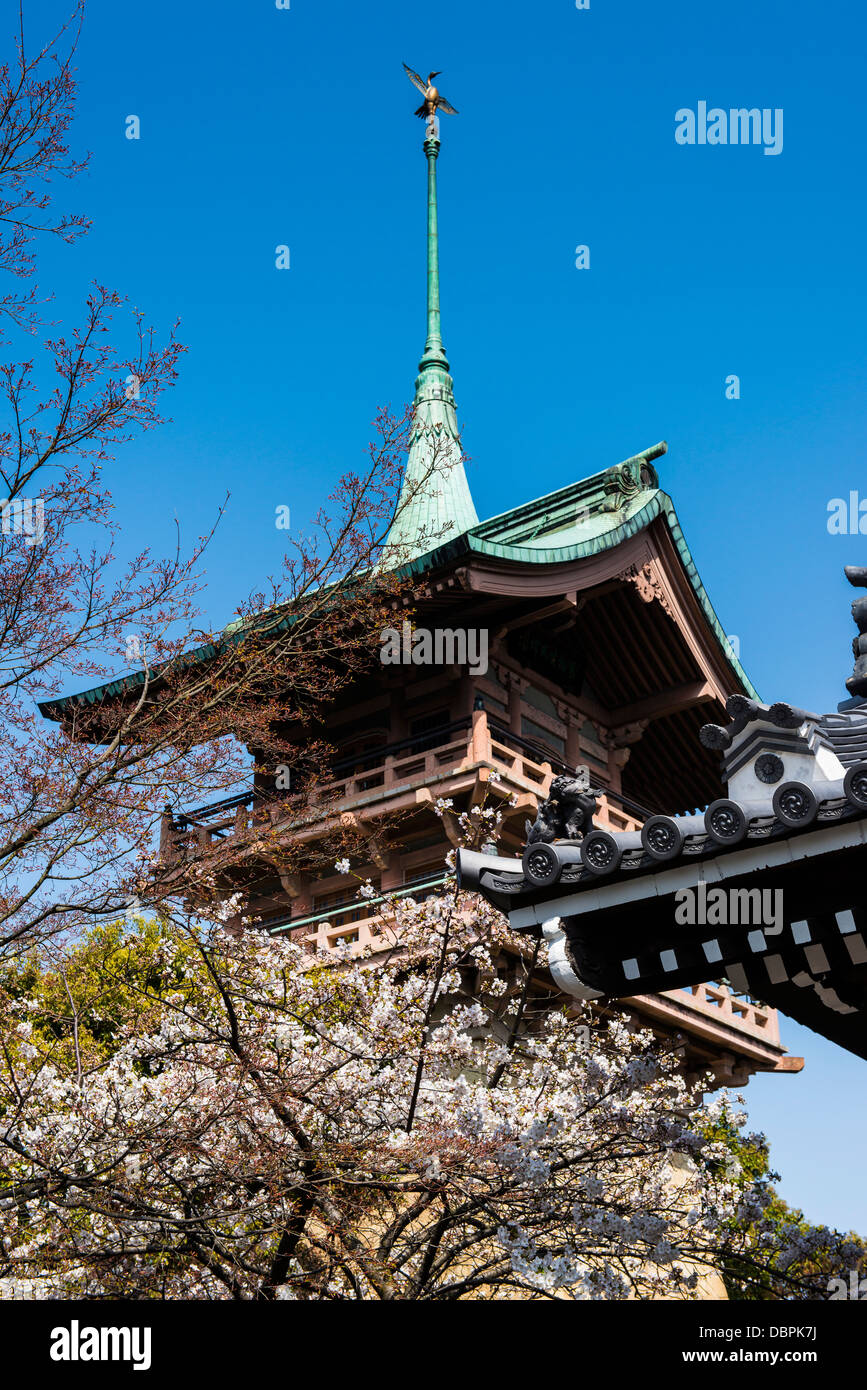Dans la pagode dans l'Maruyama-Koen cherry blossom Park, Kyoto, Japon, Asie Banque D'Images