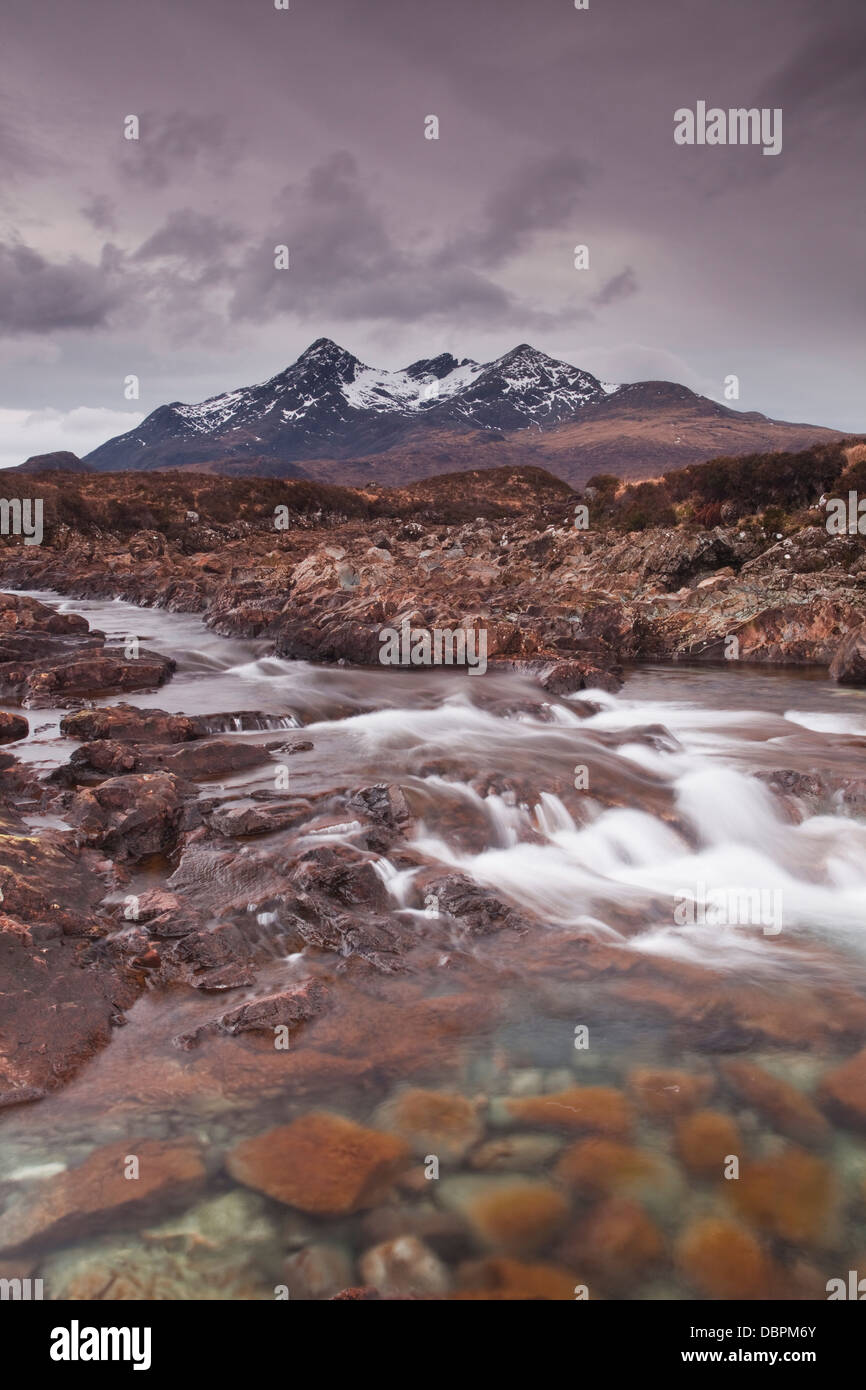Le River Sligachan et les Cuillin Hills, île de Skye, Hébrides intérieures, Ecosse, Royaume-Uni, Europe Banque D'Images