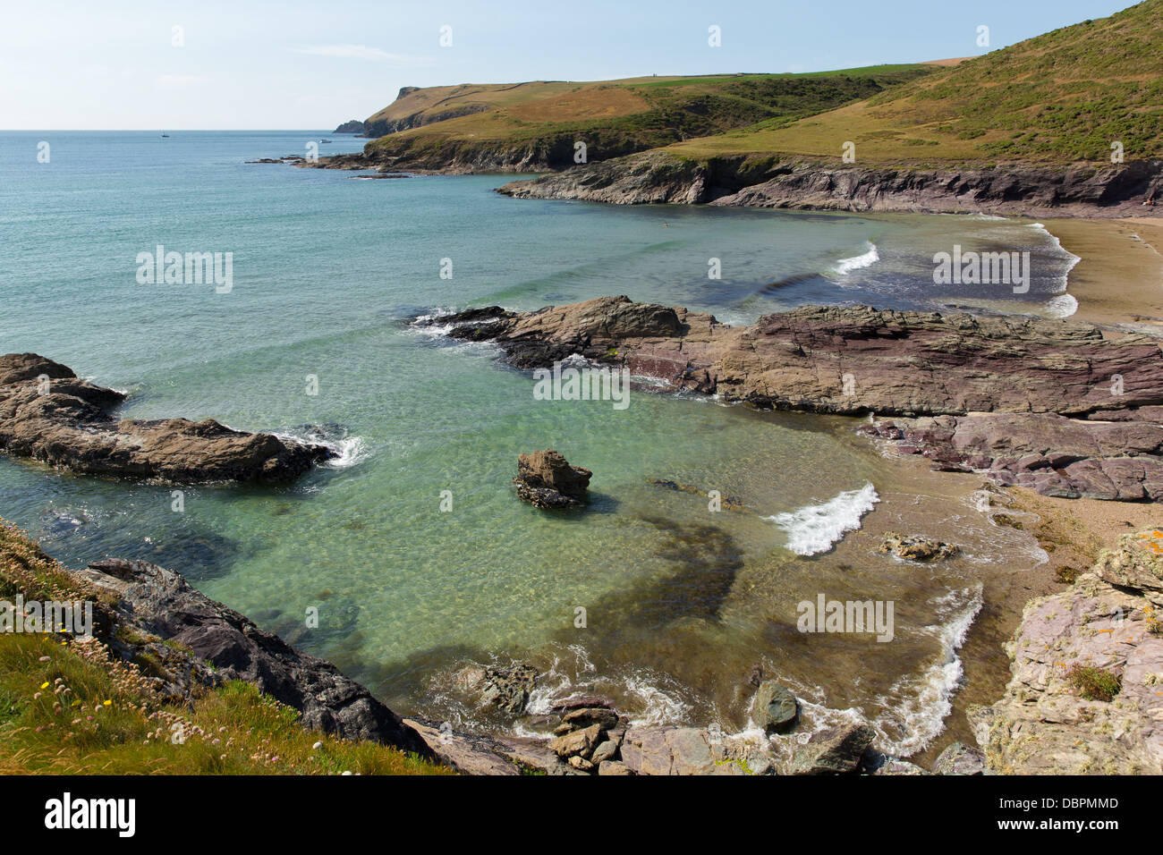 Plage de Polzeath Nouvelle côte Cornwall England United Kingdom avec belle mer bleu Banque D'Images