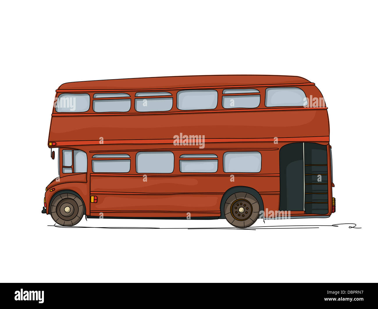 Double decker bus Londres sur fond blanc dessin animé Banque D'Images