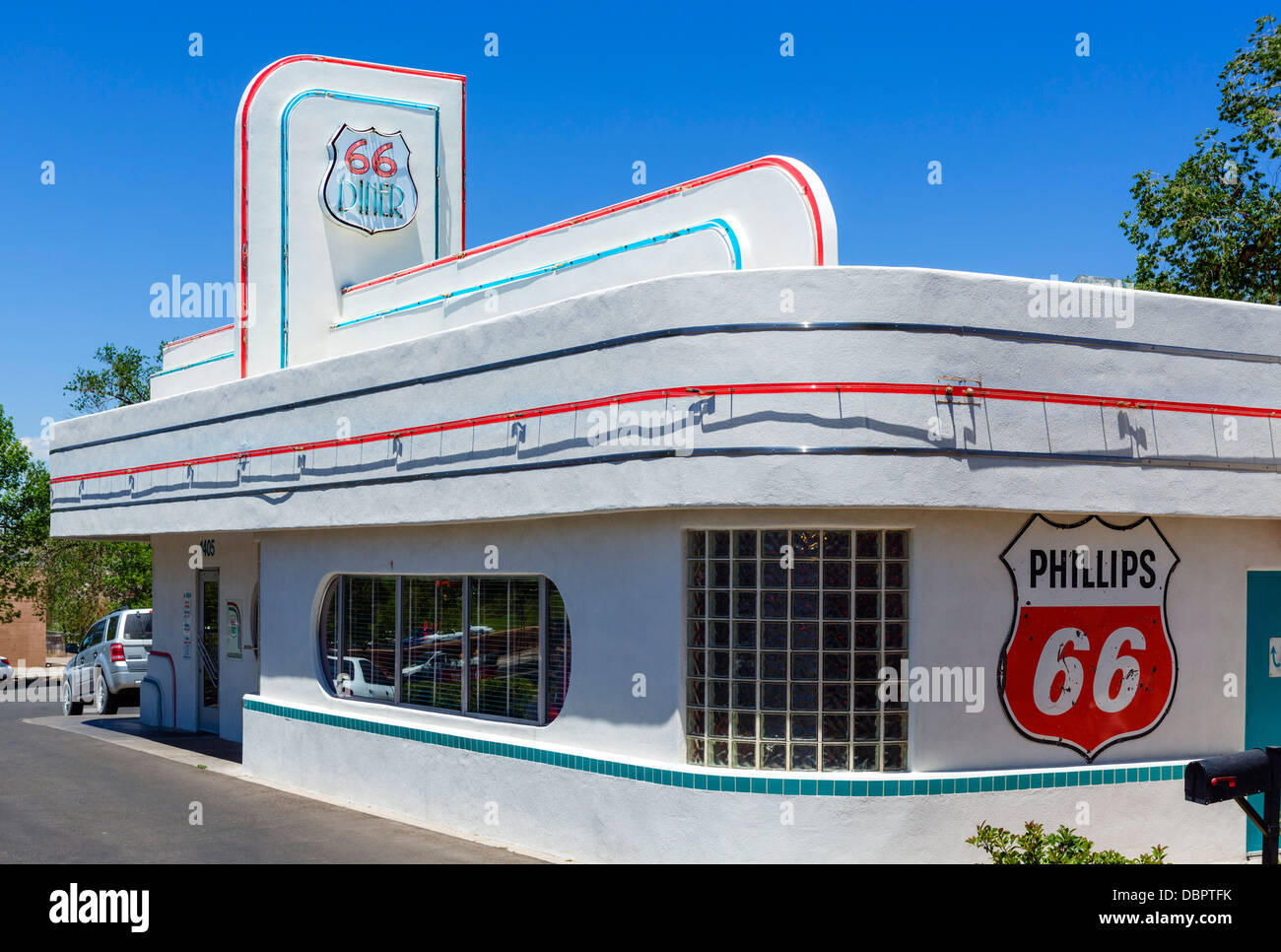 Le 66 Diner sur l'Avenue centrale (ancienne route 66), Albuquerque, New Mexico, USA Banque D'Images