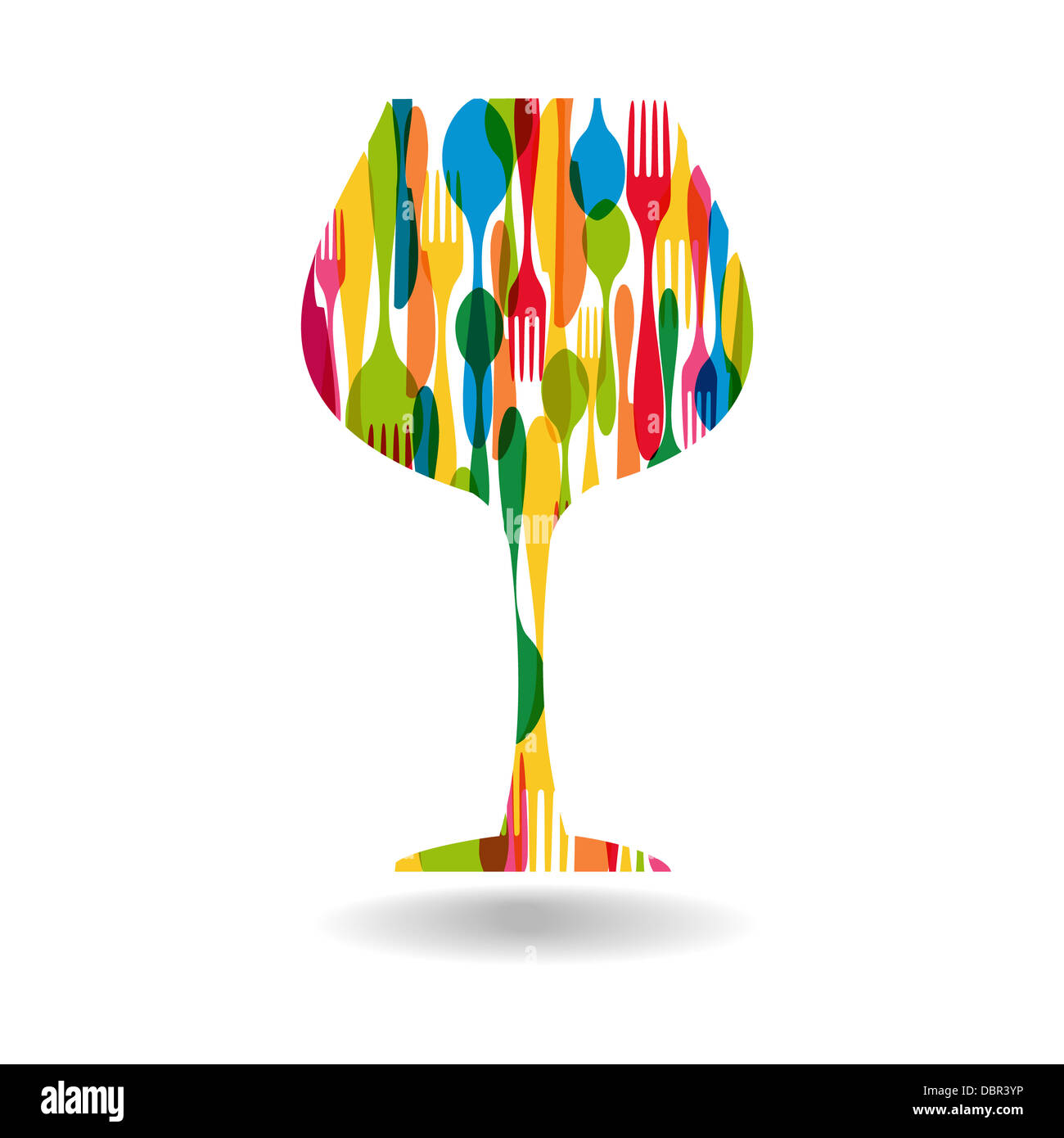 Vaisselle colorée forme coupe de vin. Cette illustration est disposé en couches pour une manipulation facile et coloris Banque D'Images