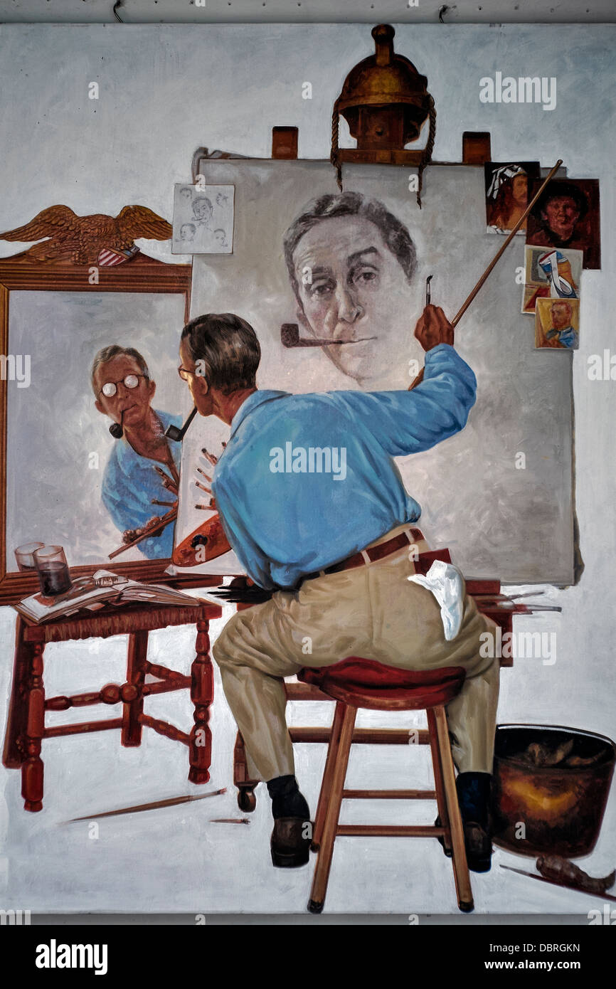 Le Triple Autoportrait De Norman Rockwell Peinture. Norman Rockwell triple autoportrait Photo Stock - Alamy