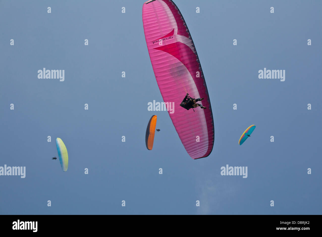 Parapente à Sarankot, Pokhara, Népal Banque D'Images